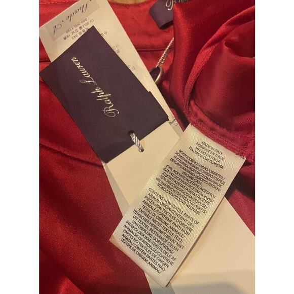 Ralph Lauren Collection Purple Label Satin Wide-Leg Pant 2 Red High Rise Trouser - Picture 9 of 11